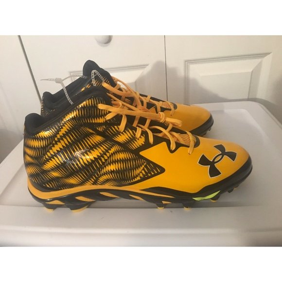 New Under Armour UA Nitro Mid D‎ Mens Football Cleats Yellow Sz 15 1270446-054 - Picture 4 of 10